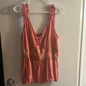 Maurices Coral Lace Accent Tank Top